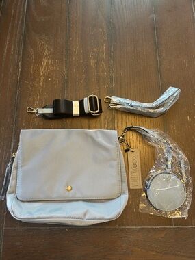 Violet Ray light blue Crossbody Bag with Removable Straps